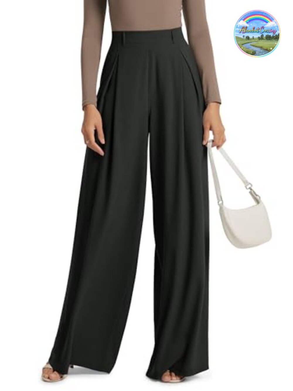 Pleated Extra Wide Leg High Waist Trousers with Pockets Flowy Lightweight